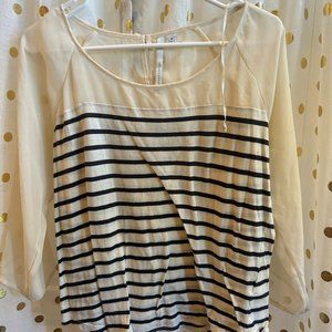 striped long sleeve with sheer sleeves
